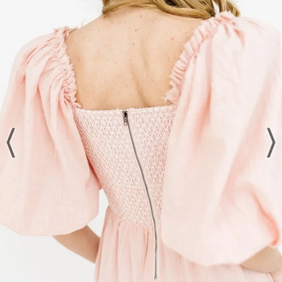 scout puff sleeve midi dress in pink shop Zoco exclusive - Picture 2 of 4